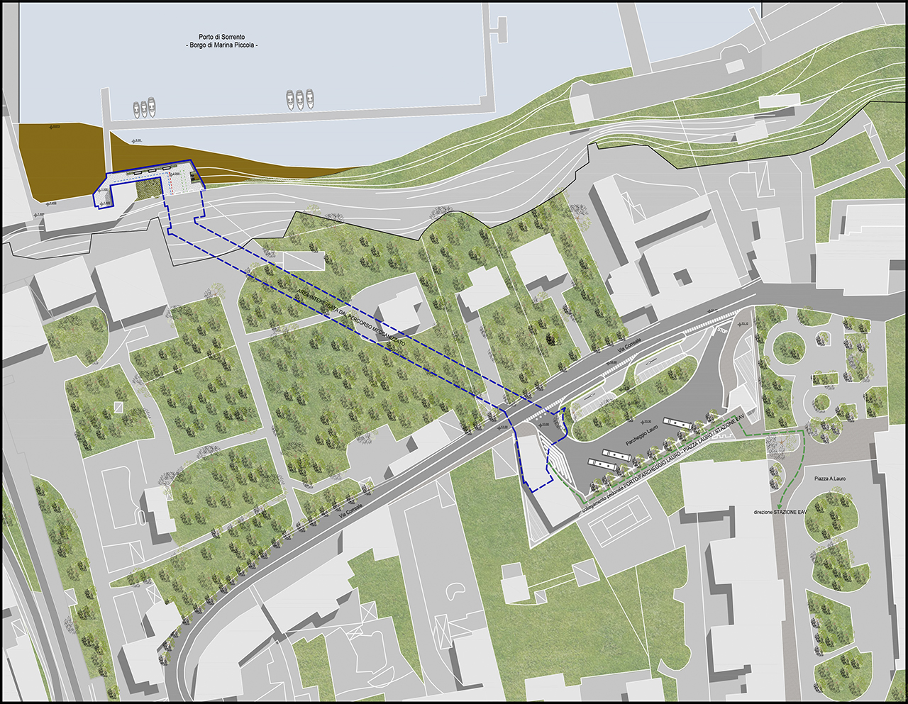 Planivolumetria - miglioramento collegamento porto-parcheggio 